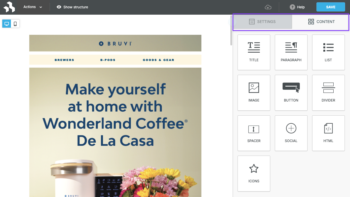 User interface not showing the rows tab based on the custom configuration with the order of the tabs showing Settings first and Content second