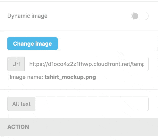 GIF displaying the Dynamic images toggle on the frontend of the Beefree SDK email editor